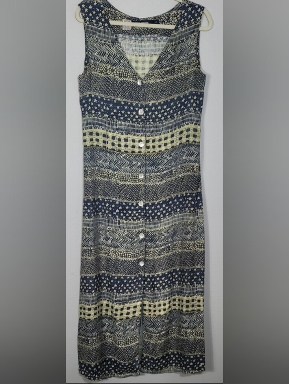 Vintage French Connection Mixed Print Midi Dress Size S/M Artsy Whimsical